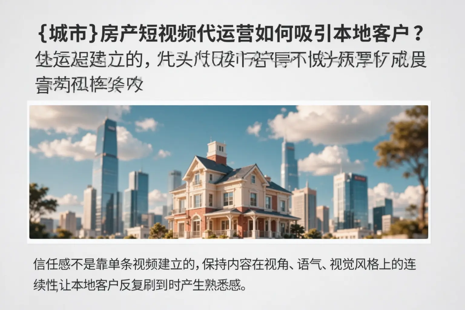 铜陵房产短视频代运营如何吸引本地客户？